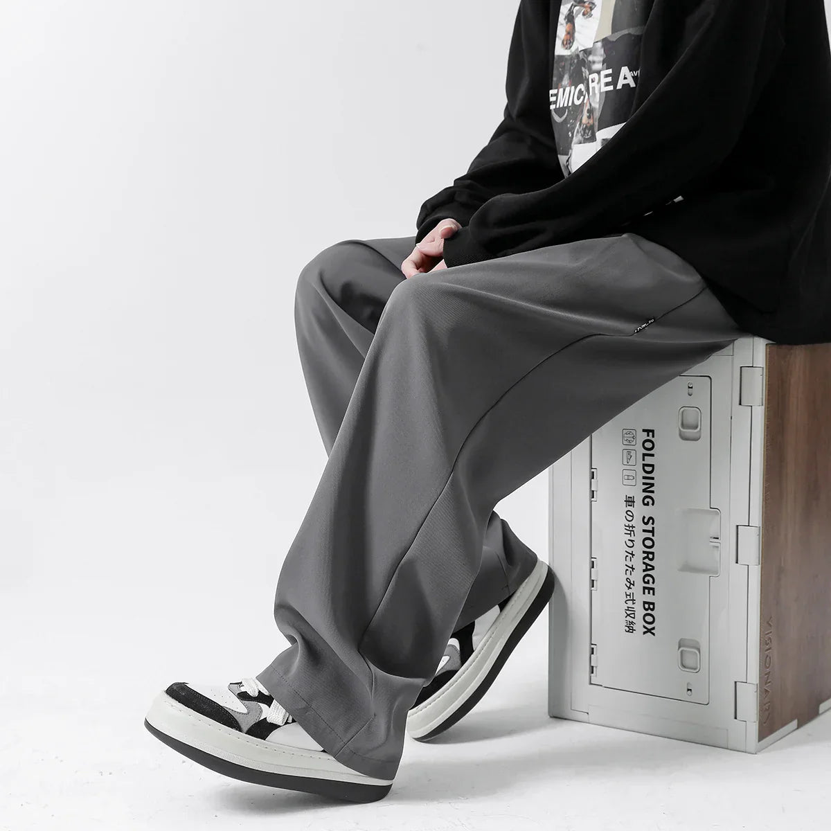 Pantalon De Sweat En Soie Glacée Lyndon Coupe Large Résistant Aux Plis Été Respirant