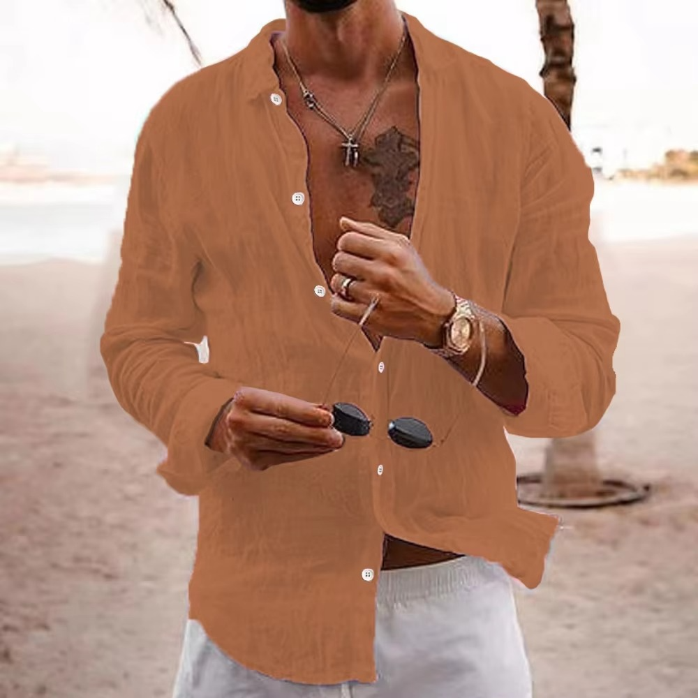 Chemise Décontractée Pour Homme En Coton Lin Respirante Légère Et Coupe Ample Pour Quotidien Et Vacances