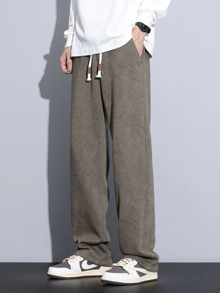 Pantalon De Survêtement Délavé À Coupe Droite Ample En Mélange Coton Polyester 55 Pourcent Et 45 Pourcent