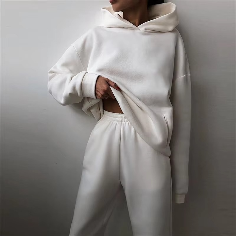 Survêtement Deux Pièces Femme Hoodie Oversize Chaud Pantalon Long Automne Tenue Décontractée