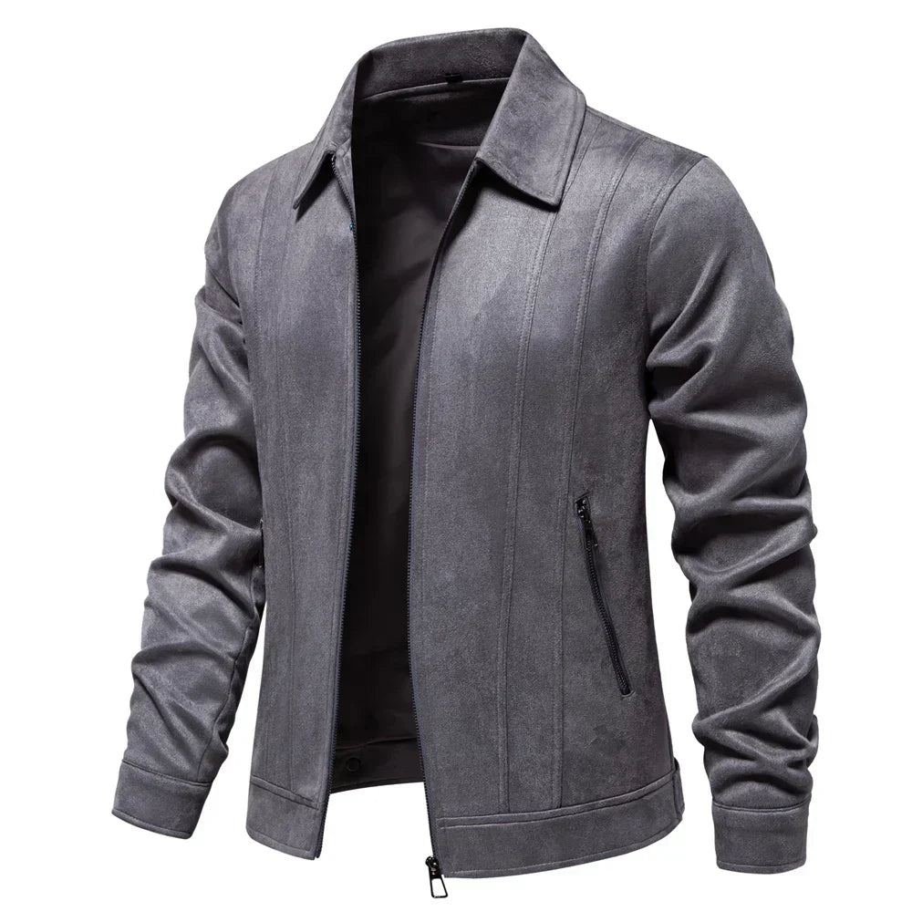 Veste En Daim Classique Avec Fermeture Éclair Et Coupe Décontractée Idéale Pour Superposer