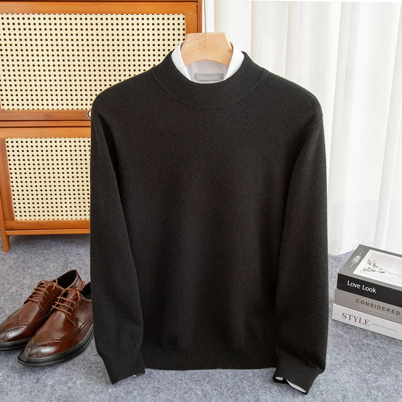 Amawinc Princeton Pull En Laine 100 Pour Cent Pour Homme Avec Col Demi Haut Doux Et Chaud Pour Superposition