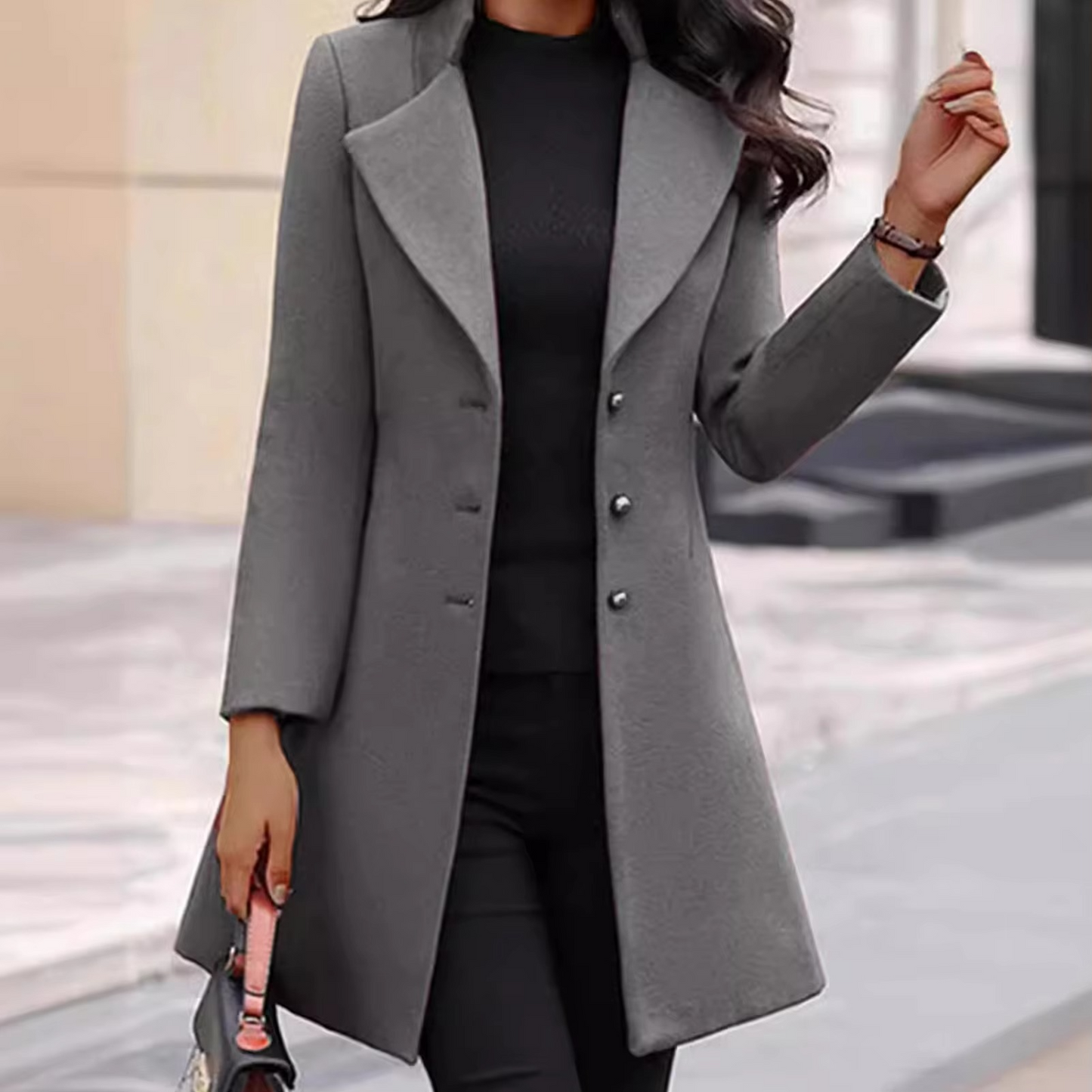 Manteau Femme Mi Longueur En Laine Coupe Slim Boutonné Hiver Chaud Et Élégant Pour Femme Chic
