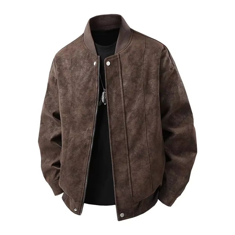 Veste Homme Léger Style Hong Kong Cuir Synthétique Printemps 2025 Bomber Streetwear Amawinc