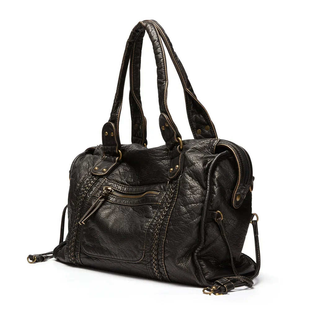 Claire - Vegan Leather Structured Shoulder Handbag - Amawinc