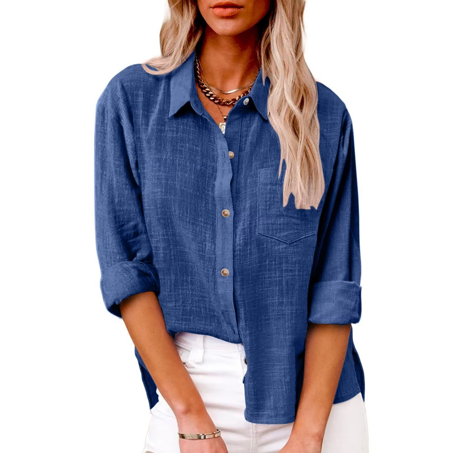 Blouse Décontractée En Coton Lin À Manches Longues Pour Femmes Printemps 2025 Confort Et Élégance