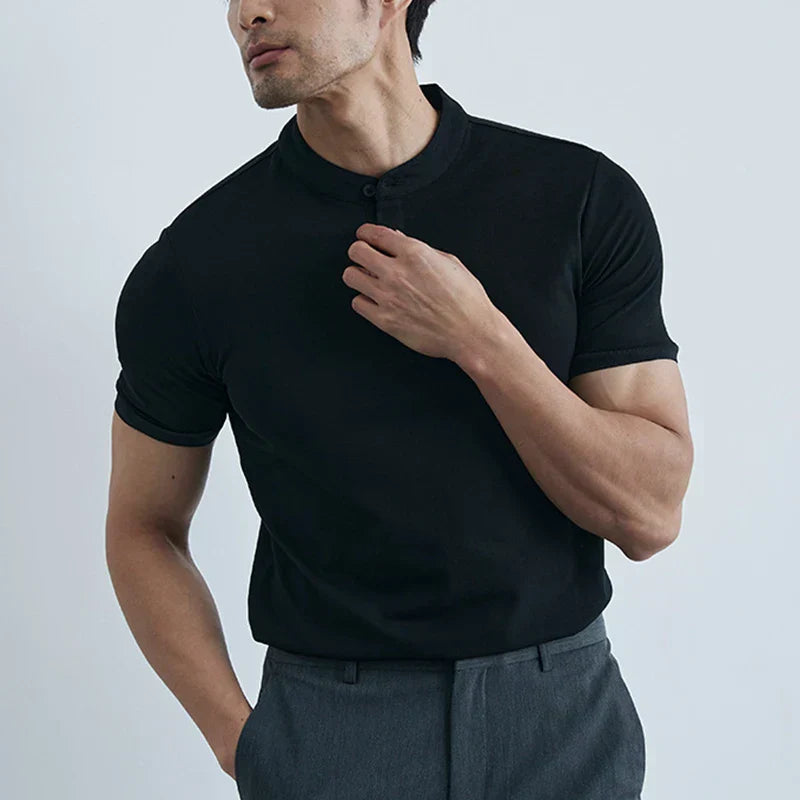 T Shirt Homme Slim Fit En Coton Léger Col Décontracté Manches Courtes Pour Tous Les Jours