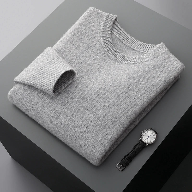 Amawinc Sweatshirt Homme en Laine Nordisk Flair Coupe Ample Col Rond Poignets Côtes Design Minimaliste