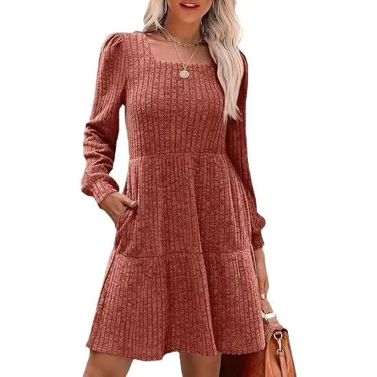 Robe Mini Élégante Emma Amawinc Encolure Carrée Pour Femme Élégance Intemporelle Et Confort Moderne