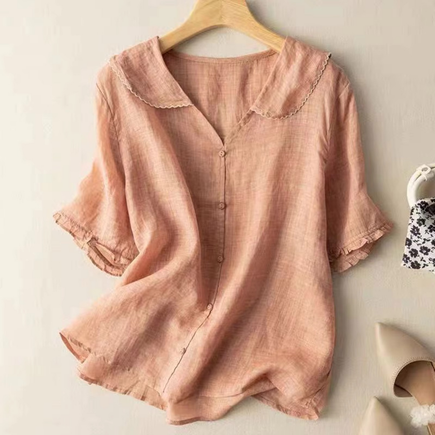 Chemise Boutonnée Femme En Coton Et Lin À Manches Longues Confortable Et Polyvalente