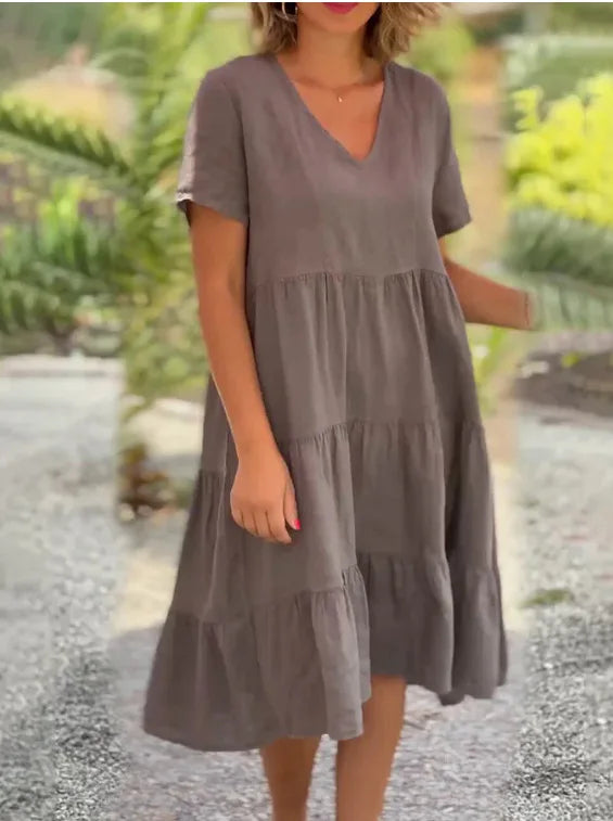 Robe Julie À Encolure En V À Couches Légère Pour Journées Chaudes Amawinc Confortable Et Chic