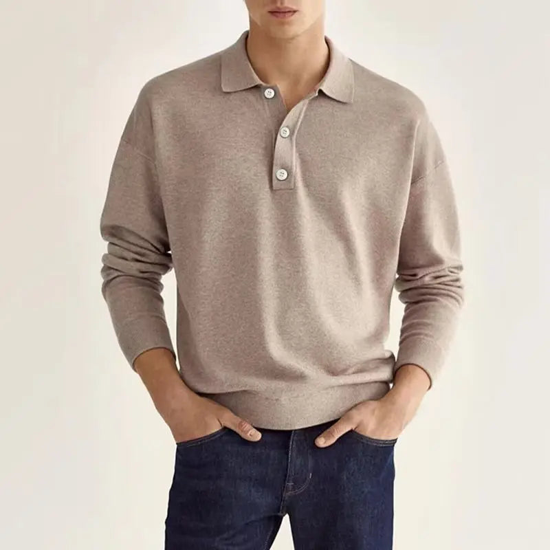 Clyde Polo Décontracté En Maille À Manches Longues Pour Homme Amawinc Pour Tous Les Jours