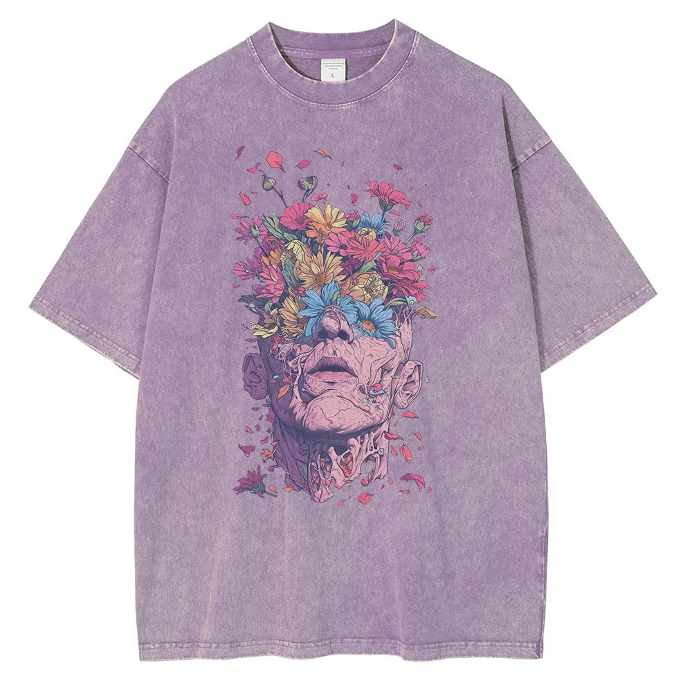 Amawinc Titan Bloom T Shirt Graphique Coton Premium Coupe Oversized Confort Respirant Design Intriqué