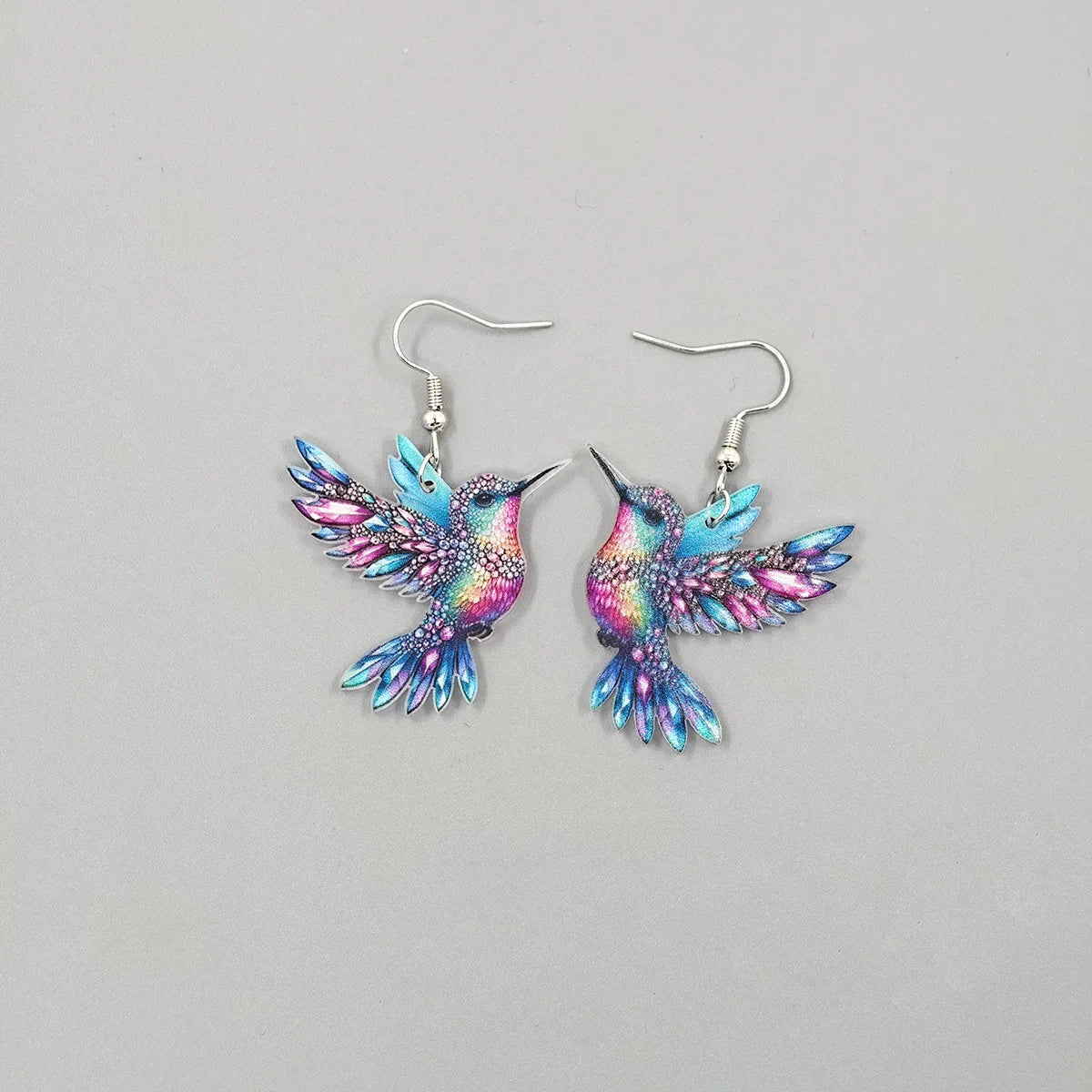 Boucles Doreilles Colibri Vitrail Émaillé En Acier Inoxydable Hypoallergéniques Ensemble De 2