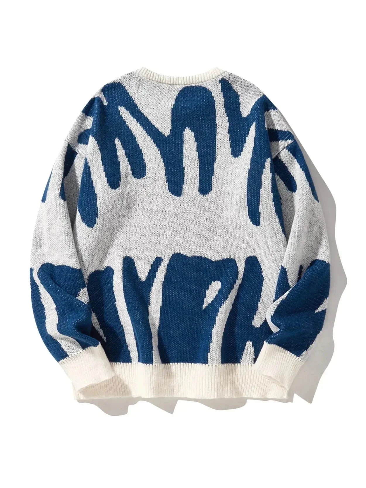 Pull Tricoté Motif Abstrait Oversize Confortable Léger Et Chaud Pour Hiver Look Artistique Décontracté