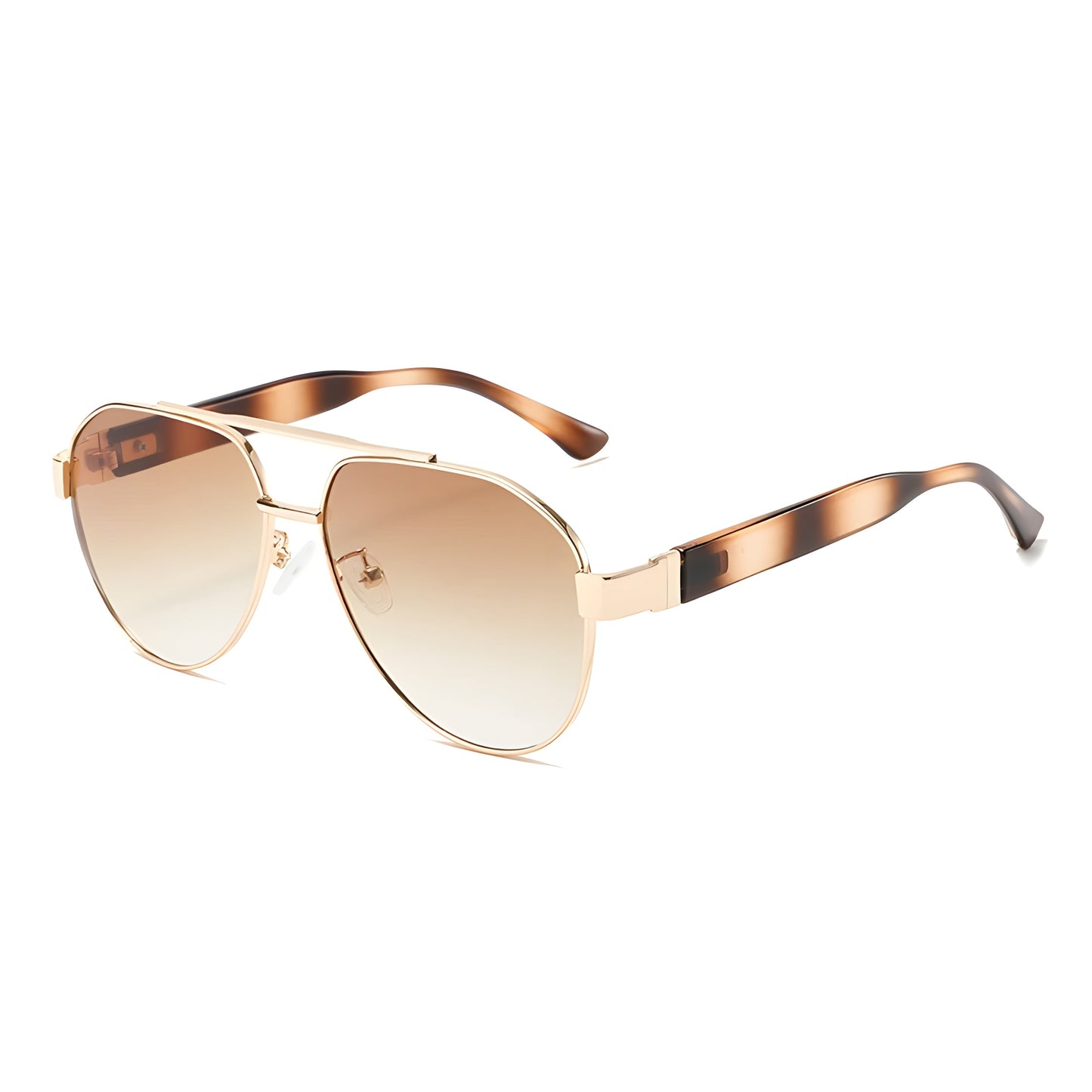 Lunettes Aviateur Pilot Plaquée Or Avec Monture Noire Et Verres Dégradés Anti Reflet UV400