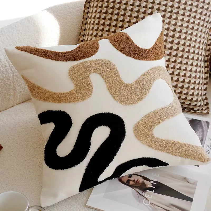 Housses De Coussin Aura Bohème Nordique Fusion Motifs Élégants Pour Salon Confort Et Style