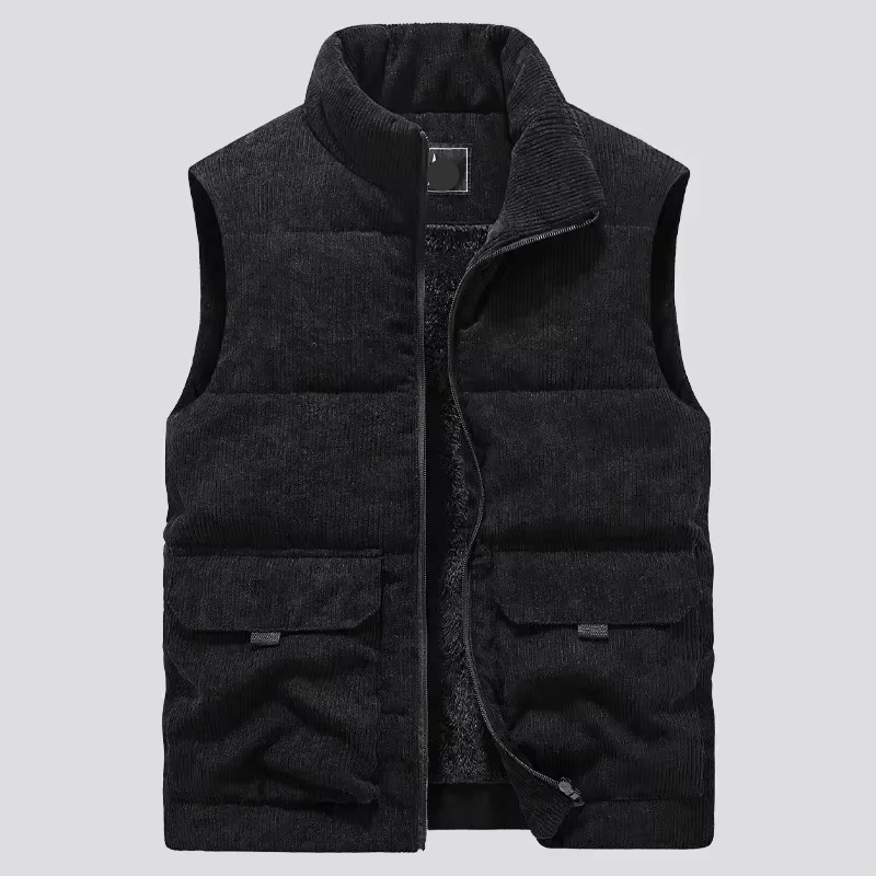 Gilet Sans Manches Pour Homme En Laine Mélangée Rembourré Chaud Isolation Plus Tailles Jusqu'à 6XL