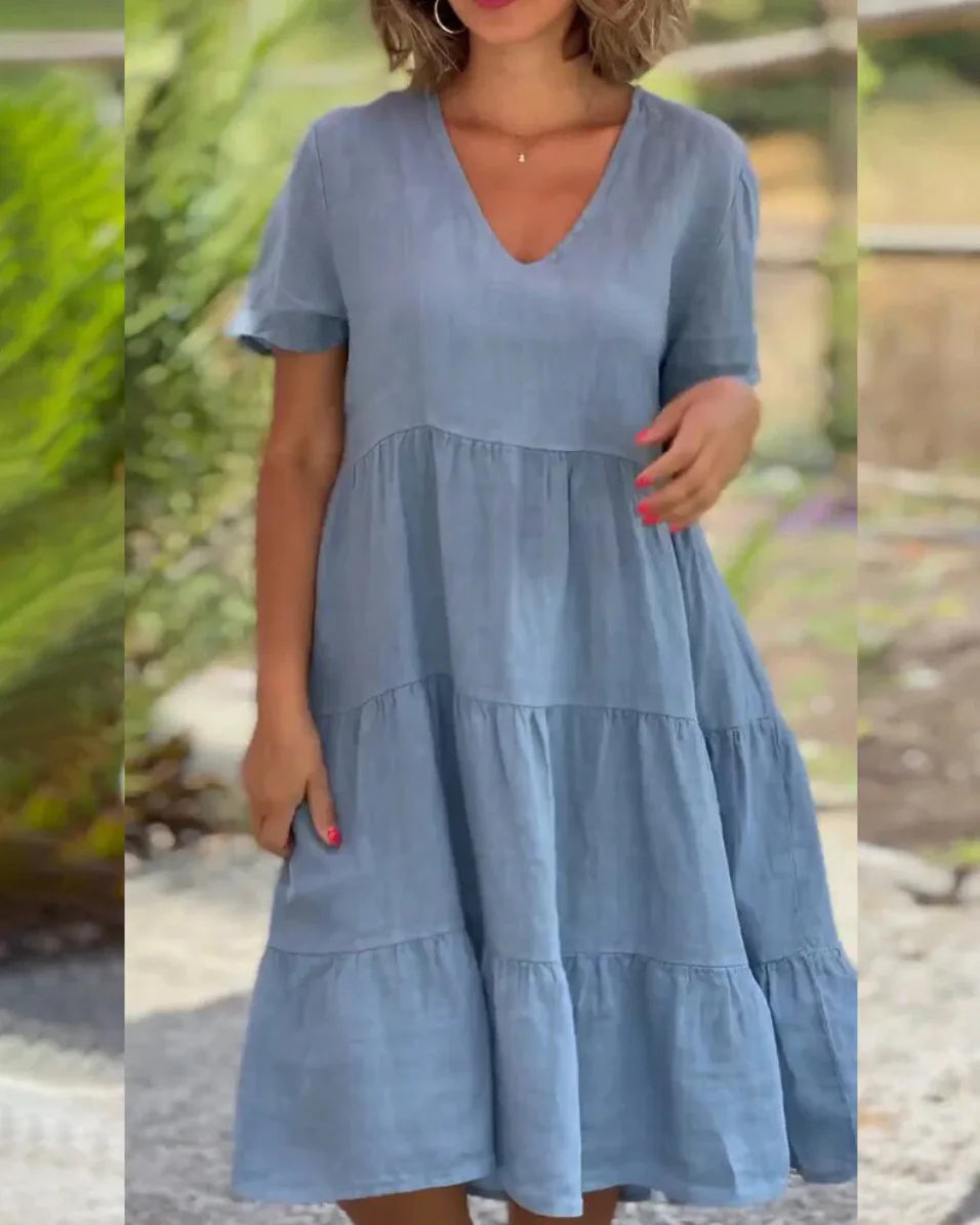 Robe Julie À Encolure En V À Couches Légère Pour Journées Chaudes Amawinc Confortable Et Chic