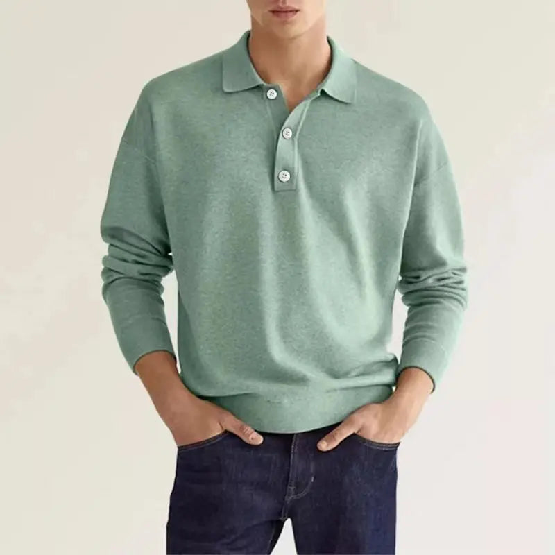 Clyde Polo Décontracté En Maille À Manches Longues Pour Homme Amawinc Pour Tous Les Jours