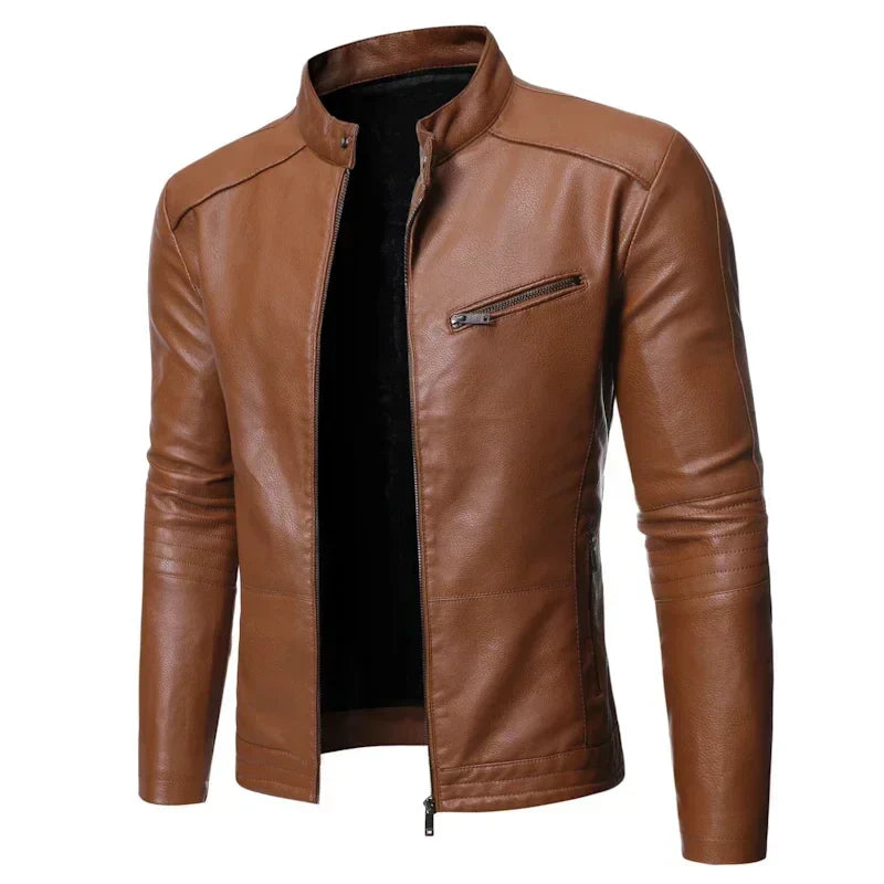 Veste Homme En Cuir PU Slim Fit Avec Poches Zippées Léger Pour Quotidien Urbain Amawinc Matteo