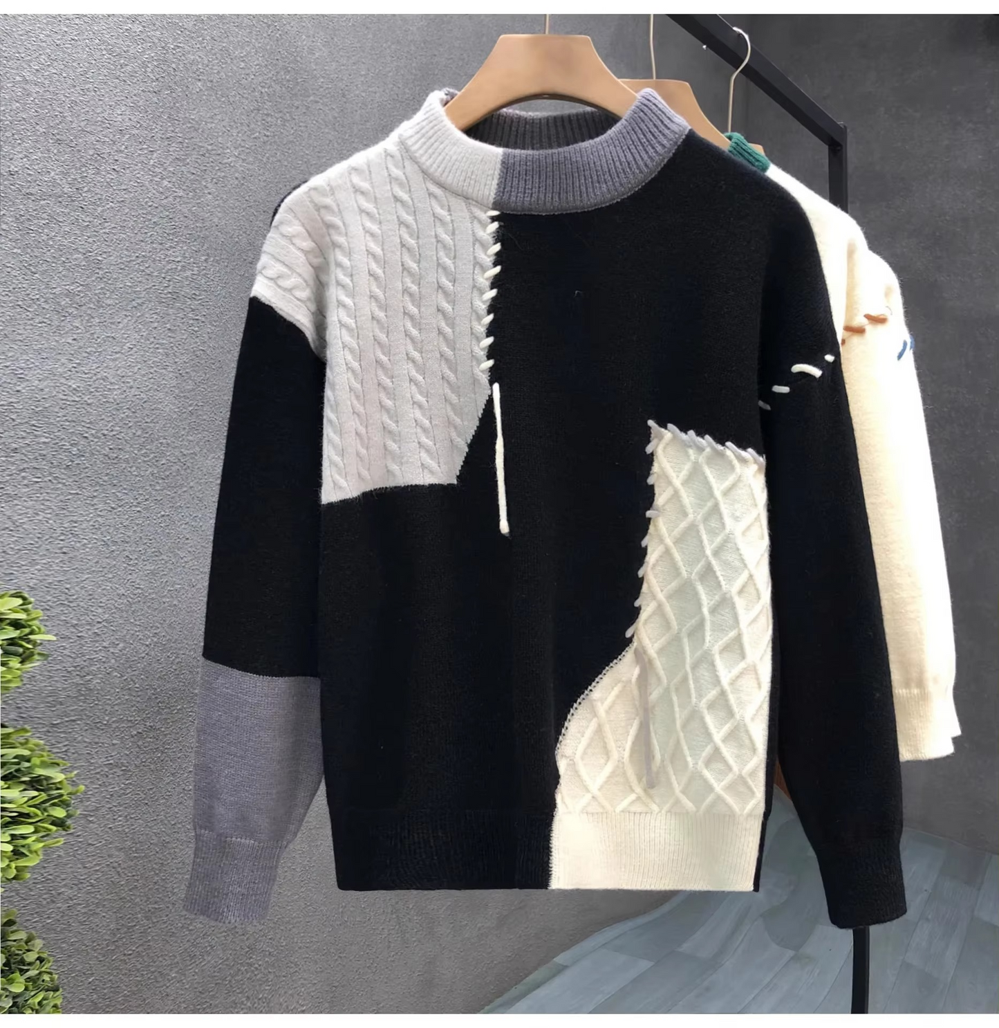 Pull Patchwork Tricot Pour Homme Streetwear Automne Hiver Confort Et Style Urbain