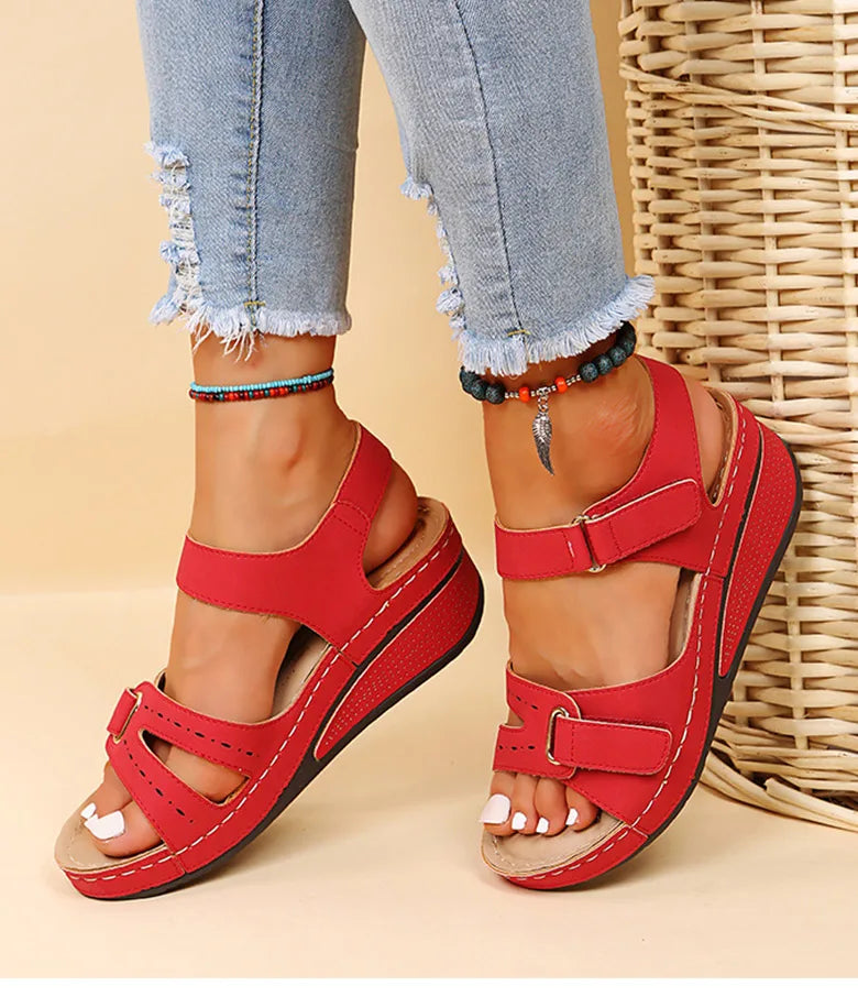 Veritty Damen-Keilsandalen mit weicher Sohle