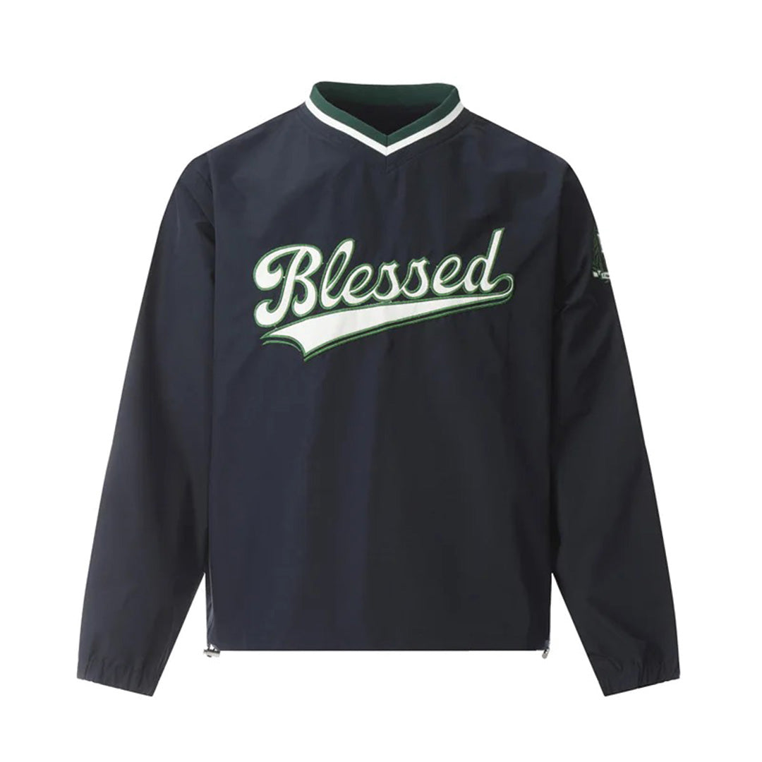 Sweat Varsity Béni Vintage Avec Graphisme Blessed Pour Un Style Décontracté Et Branché