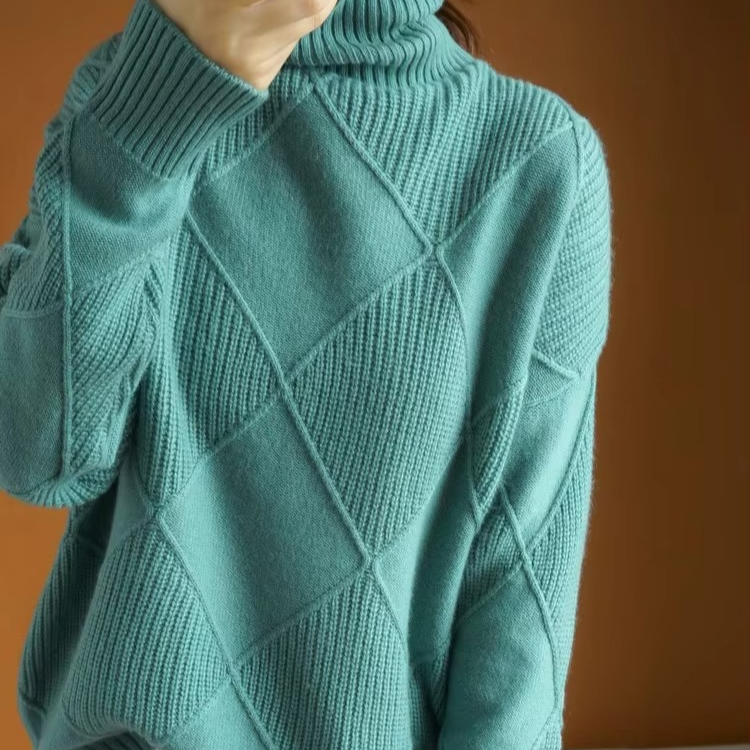 Pull En Maille Oversize Col Roulé Femme Manche Longue Uni Chaud Et Confortable Pour Automne Hiver