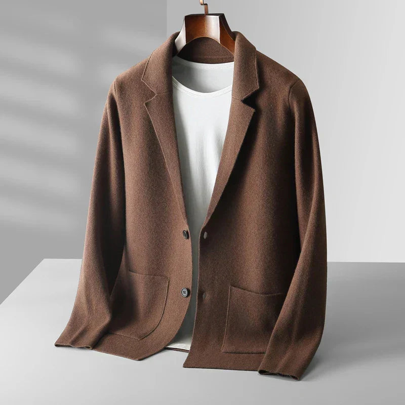 Cardigan En Laine Pour Homme Nordisk Flair Coupe Tailorée Longueur À La Hanche Revers Cranté Poches Passepoilées