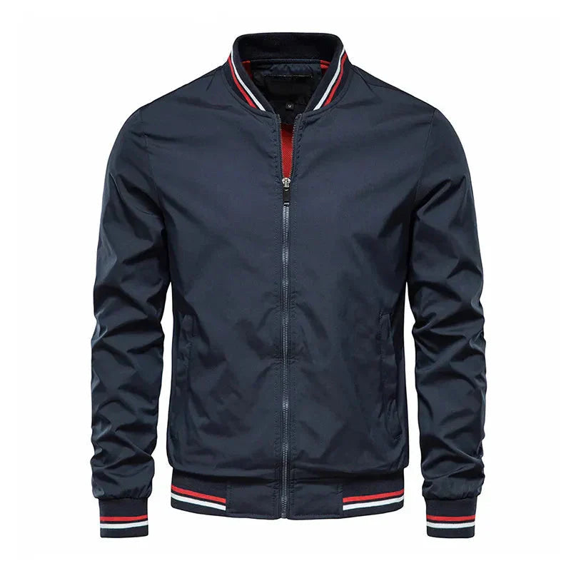 Veste Bomber Regular Fit Pour Homme Olive Avec Bordures Cotelees Et Rayures Subtiles