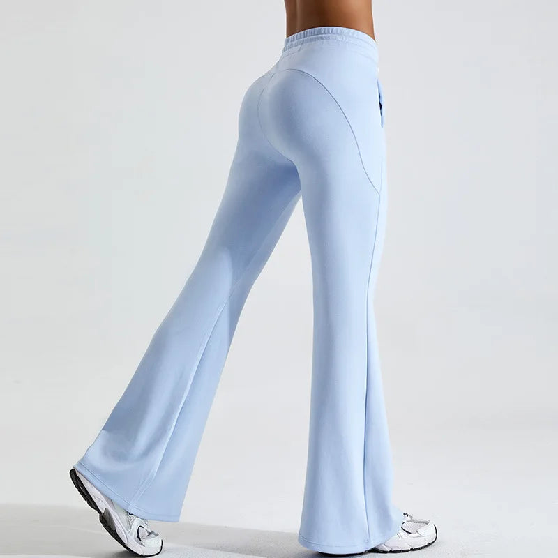 Lyvra Pantalon de Yoga Évasé à Taille Haute Confortable Respirant Séchage Rapide Jambe Évasée