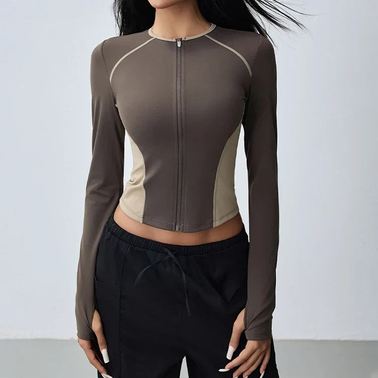 Top De Yoga Zip Up Forme Sereine Avec Tissu Respirant Coupe Deuxième Peau Confort Ultraléger