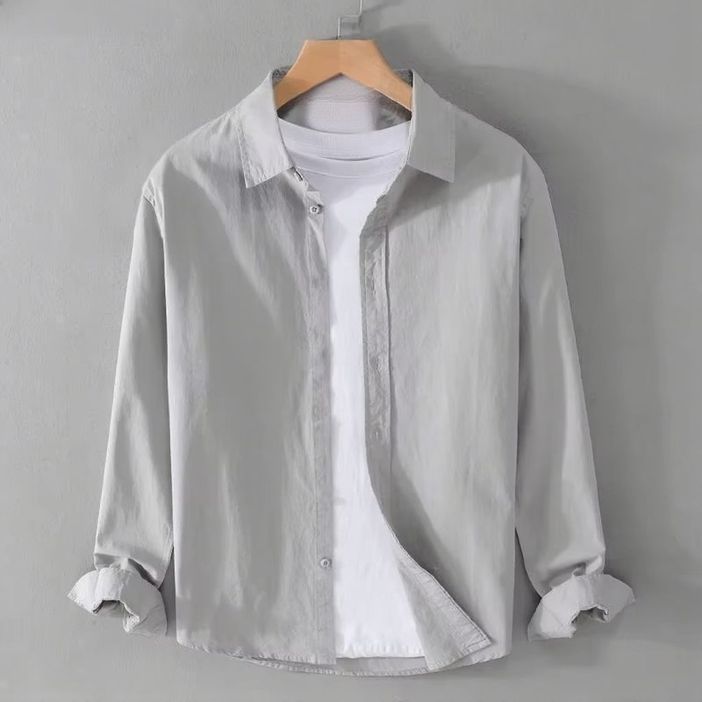 Amawinc Chemise Pour Homme Légère En Coton Lin À Manches Longues Décontractée Respirante Confort Quotidien