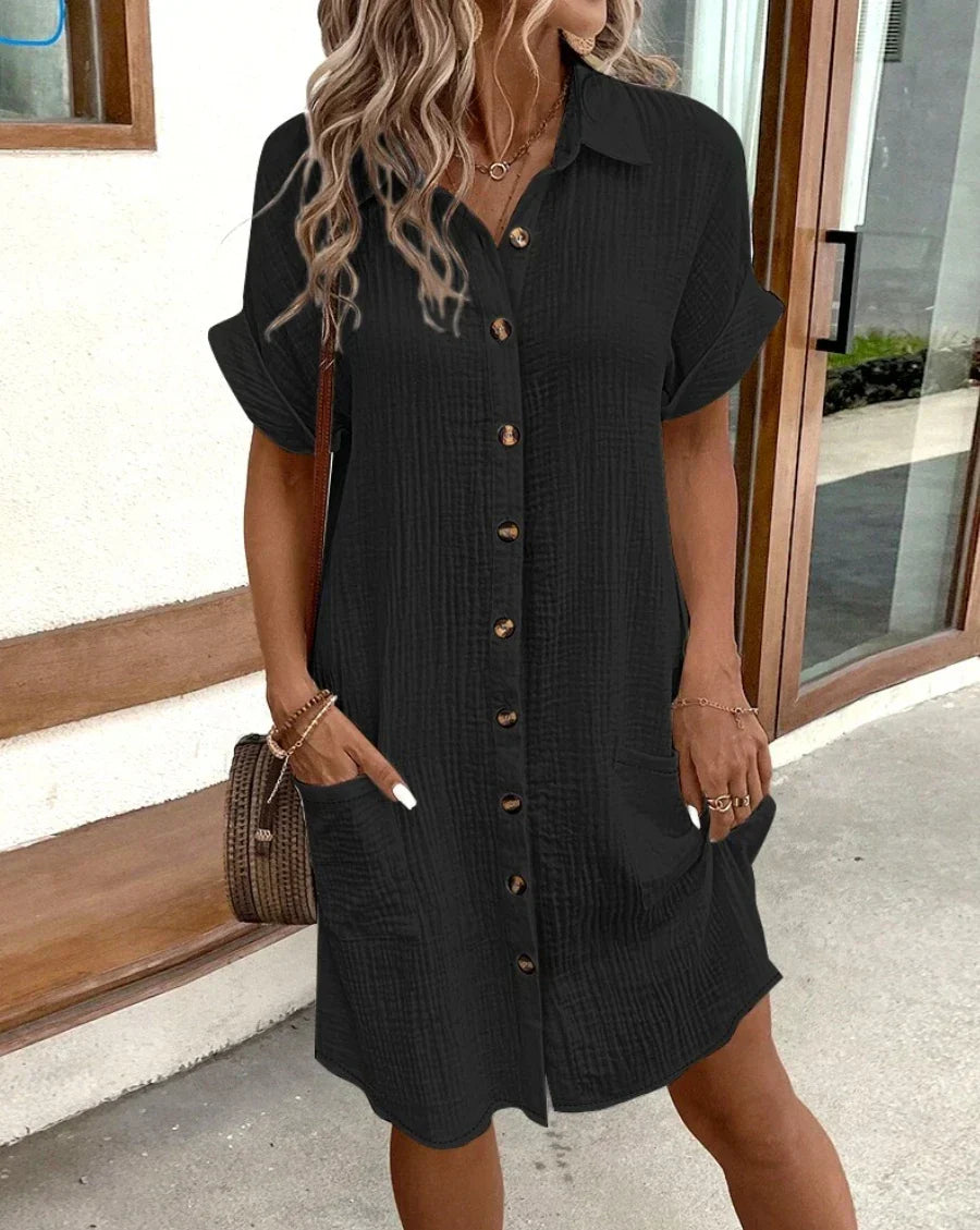 Robe Mini En Coton Lin Sérénité Décontractée Pour Été Confort Respirant Élégance Quotidienne