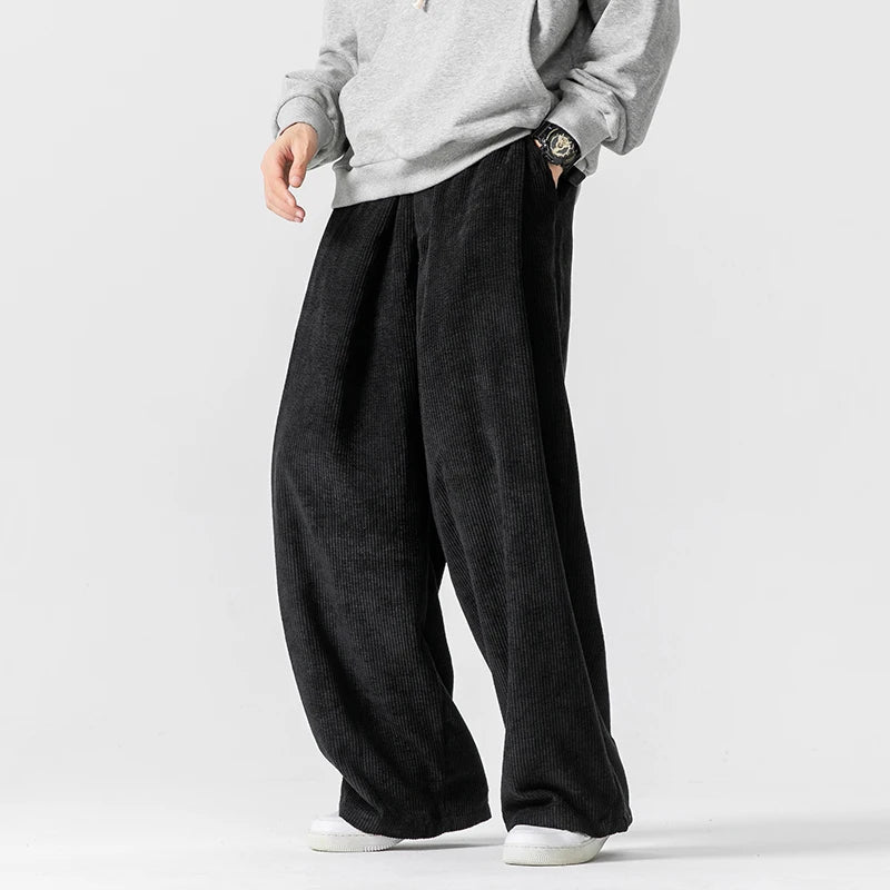 Pantalon De Jogging Oversize En Velours Côtelé Avec Cordon De Serrage Et Trois Poches Pratiques Style Années 90