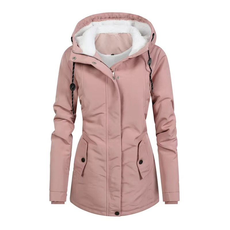 Parka Femme Rétro Doublée Polaire Mi Longue Avec Capuche Chaude Et Confortable Pour Femme