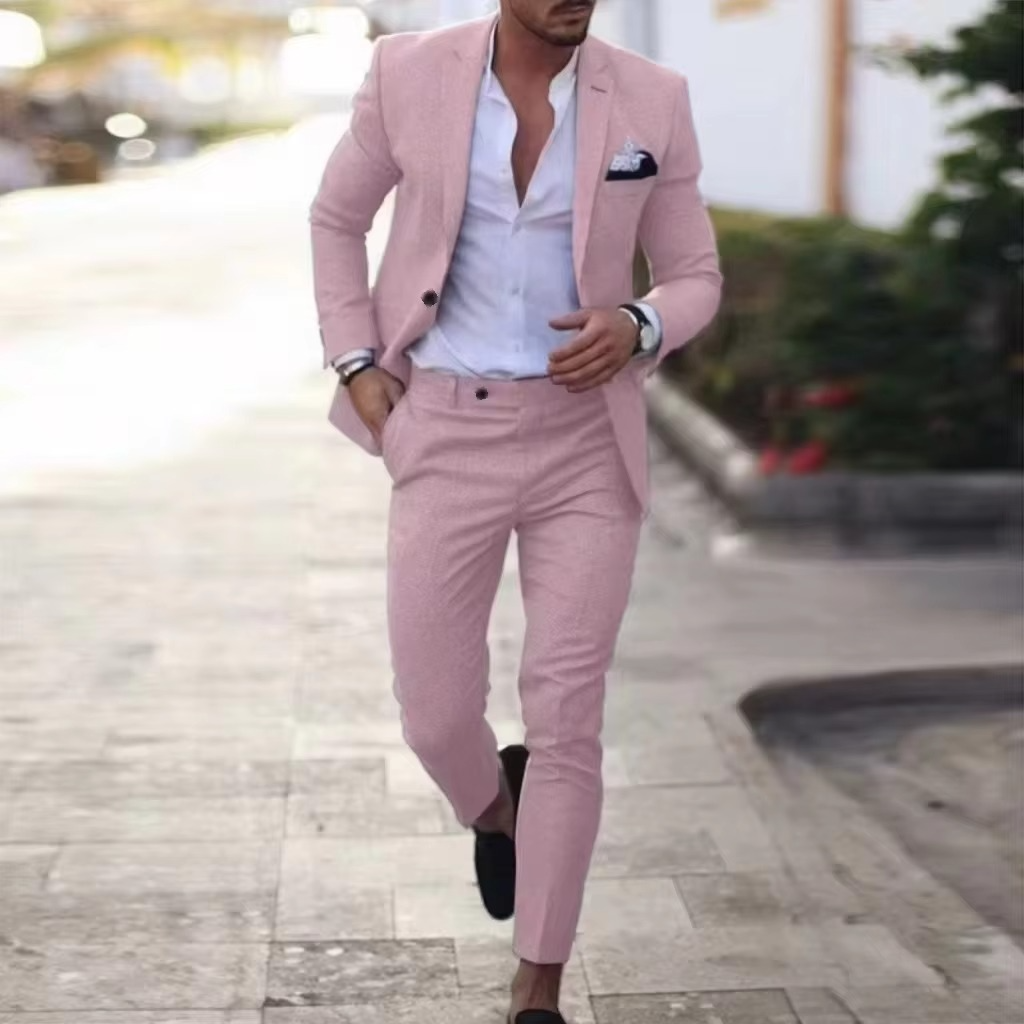Amawinc Ensemble Deux Pièces En Lin Respirant Pour Homme Blazer Et Pantalon Pour Mariages Plage Et Événements Été
