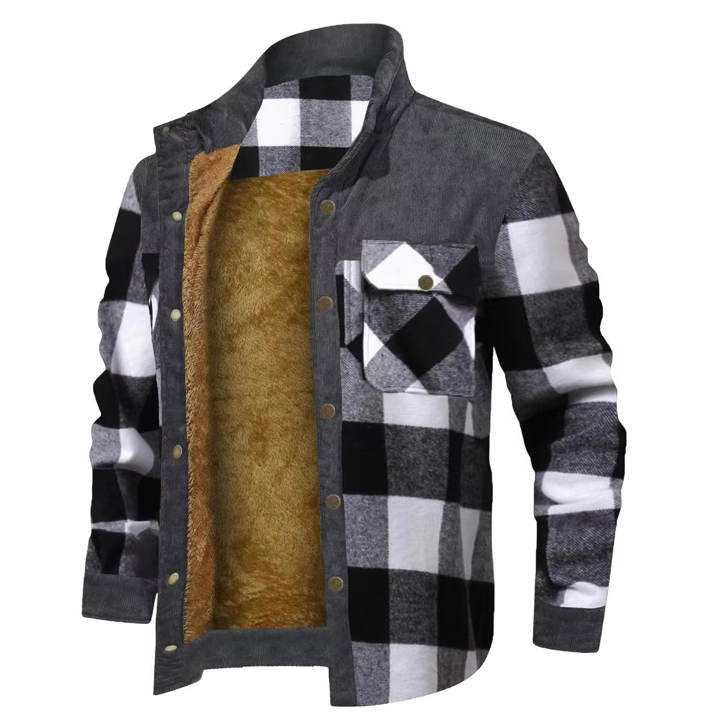 Manteau Chemise À Capuche En Laine Doublée Flanelle À Carreaux Pour Homme Amawinc