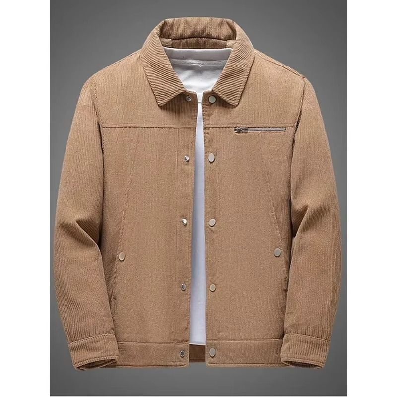 Manteau Homme Velours Côtelé Coton Doublé Polaire Pour Automne Et Hiver Style Classique Amawinc