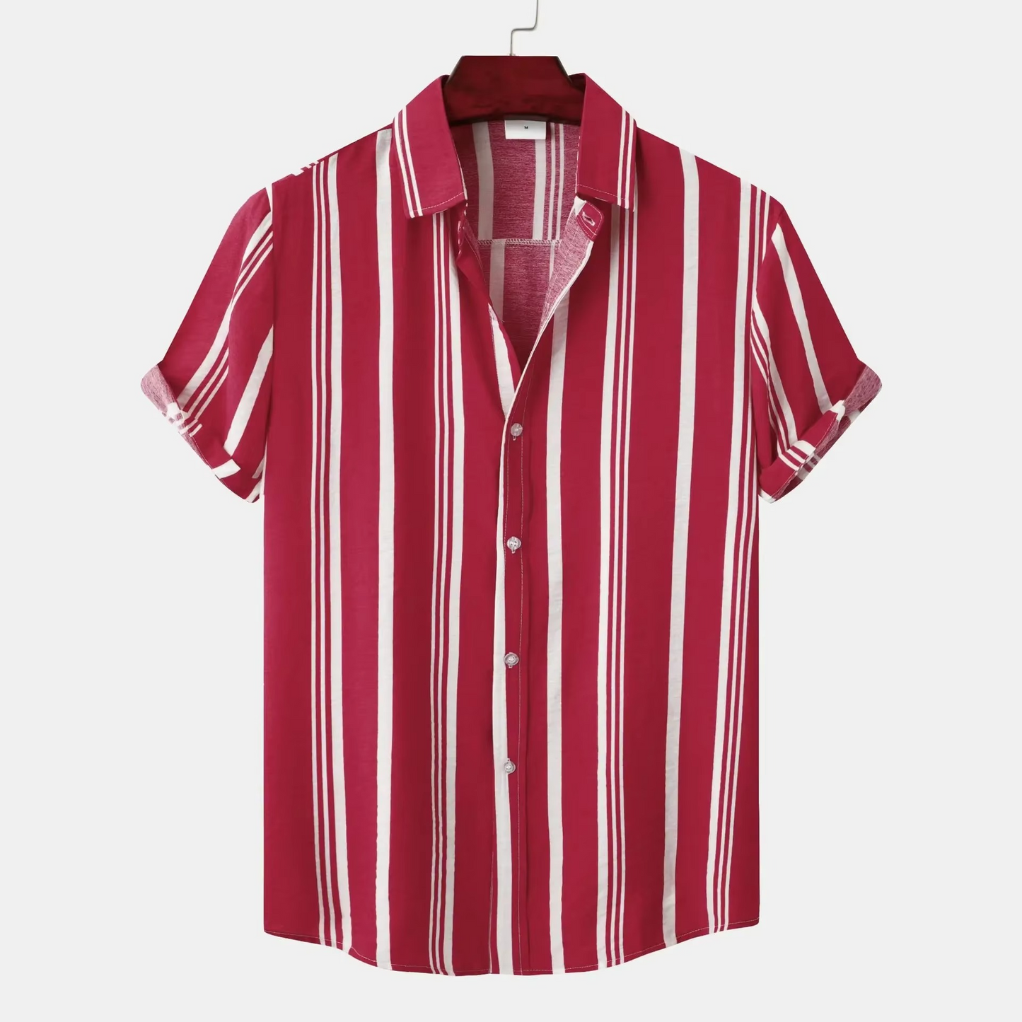 Chemise Homme Slim Fit À Rayures Bleu Marine Et Blanc Respirante Été Décontractée Pour Usage Quotidien