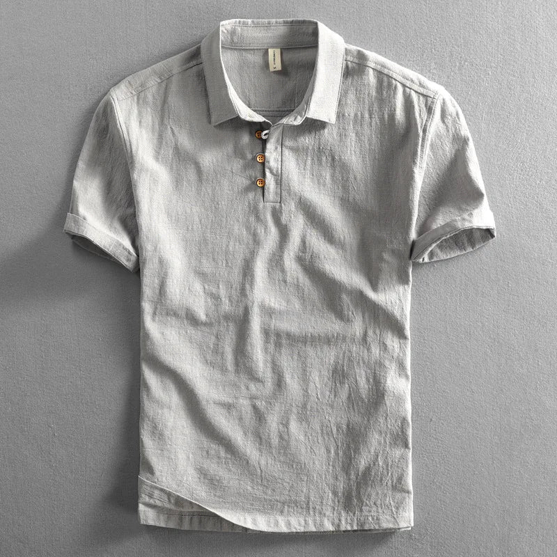 Polo Torino en Lin Lin-Coton pour Homme Léger et Respirant Col Polo Classique Amawinc
