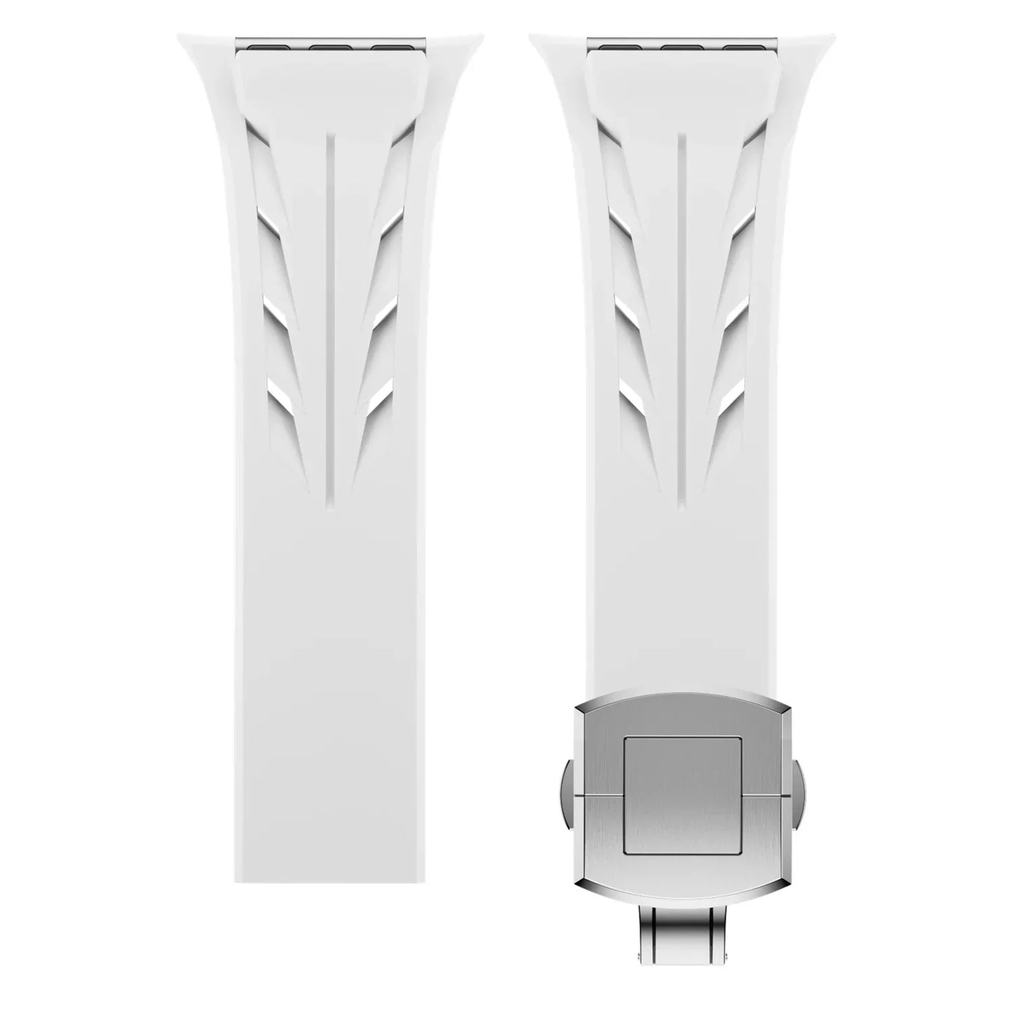Bracelet Apple Watch En Caoutchouc Flexible 4 Voies Rainurée Léger Taillé Sur Mesure Compatible Avec Tous Modèles