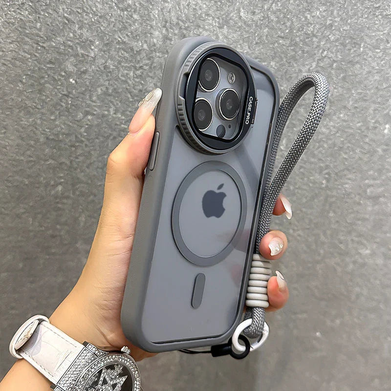 Coque Iphone Paracord Avec Sangle Ergonomique Et Support Pliable Pour Objectif En Verre Compatible MagSafe Protection