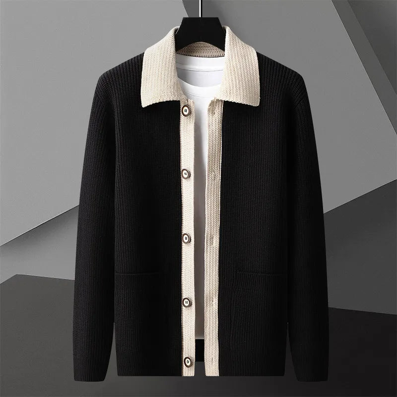 Marino Pull En Tricot Bicolore Avec Col Contrasté Coupe Smart Casual Et Confortable Pour L'Automne
