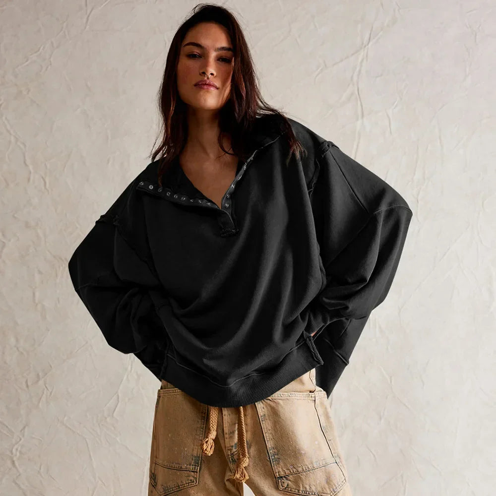 Corti Sweatshirt Oversize En Mélange De Coton Premium Doux Avec Manches Bouffantes Et Coupe Décontractée