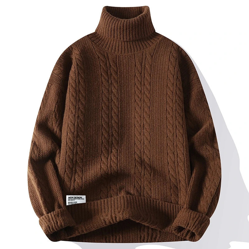 Col Roulé En Maille Torsadée À Coupe Ajustée Idéal Pour Automne Hiver Confortable Et Élégant