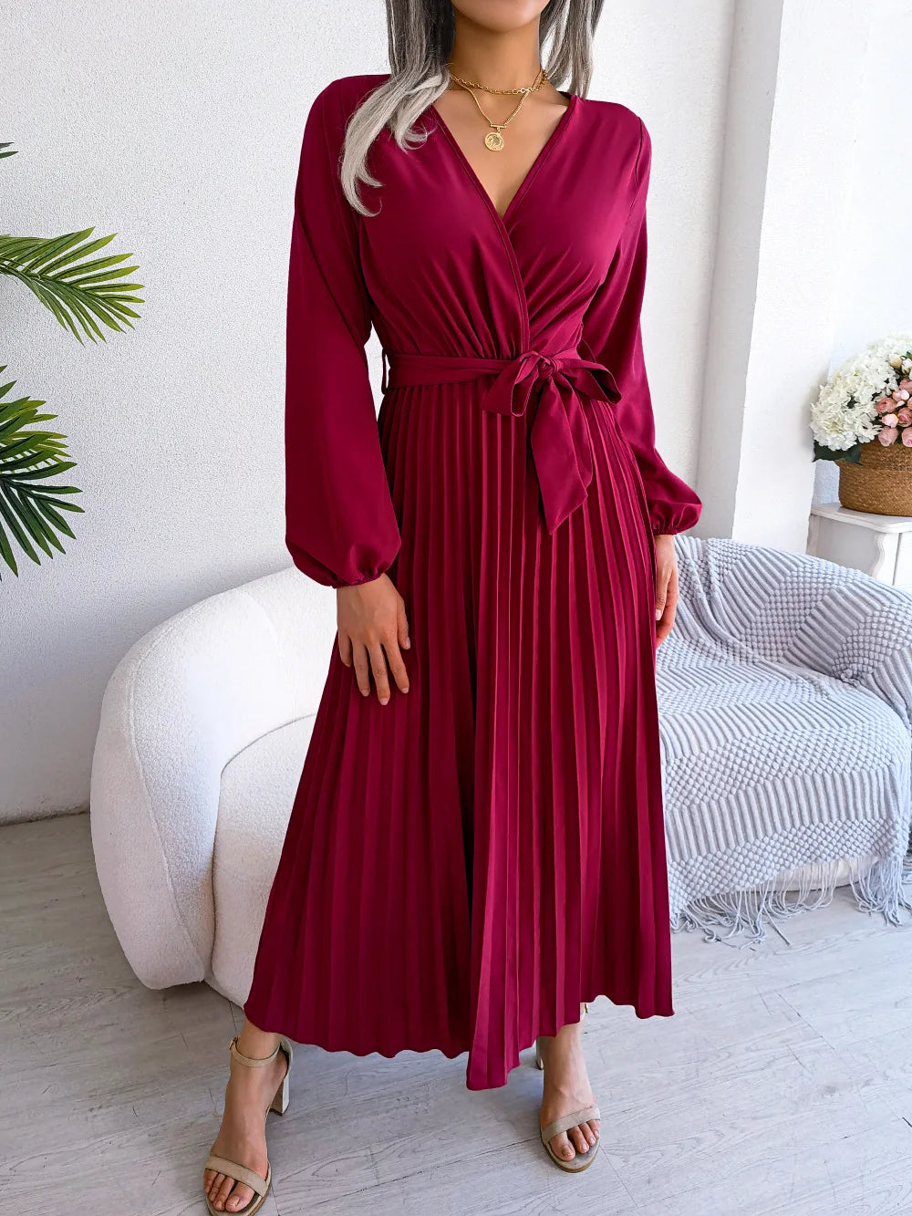 Robe Maxi Décolleté En V Ellie Amawinc Élégante Et Polyvalente Pour Quotidien Et Occasions