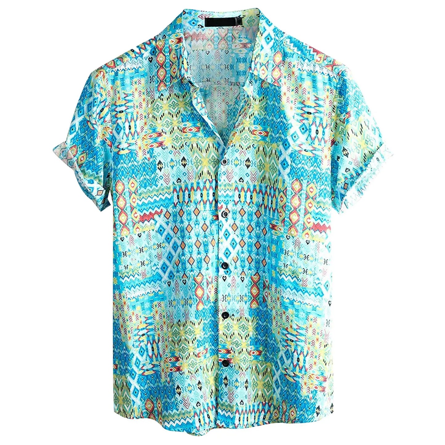 Chemise Hawaïenne À Boutons Oversize Avec Imprimés Audacieux Et Couleurs Vives Dynamiques