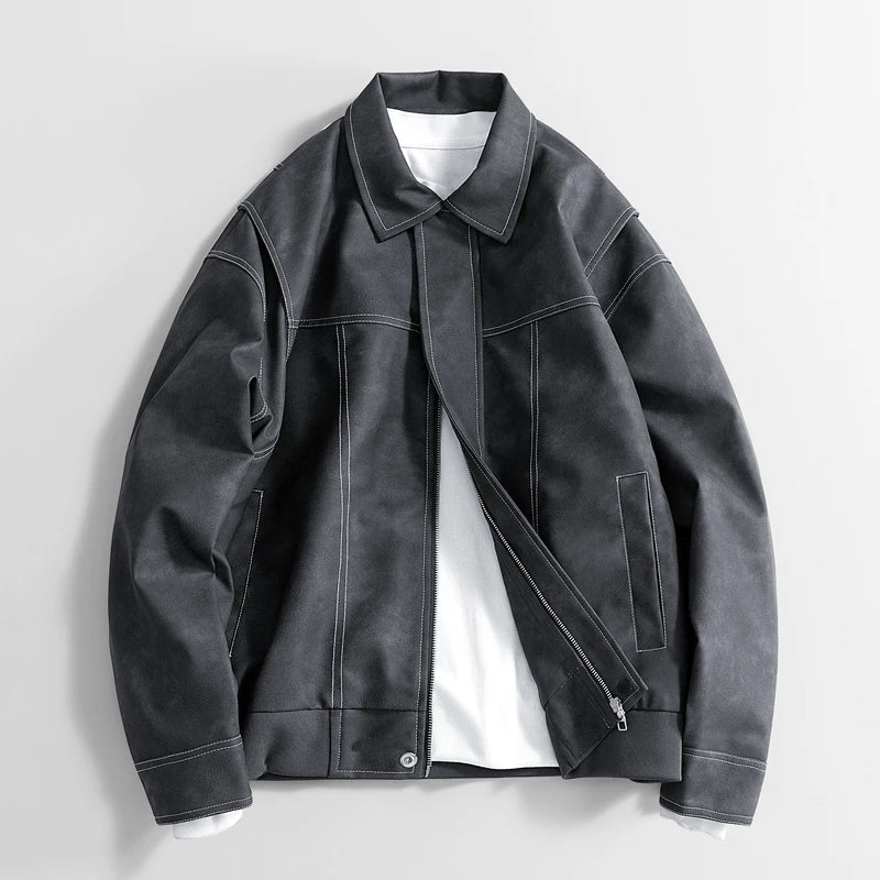 Blouson Moto Végan En Cuir Synthétique Doux Avec Texture Suède Pour Un Style Quotidien Polyvalent Et Confortable